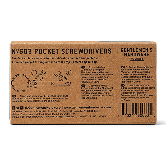 GENTLEMEN'S HARDWARE Cep Tornavida Seti Anahtarlık