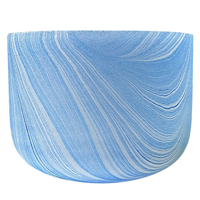 YOGIXO Quartz Kristal Kase 432 Hz. 4 Oktav 8'' G-Sol Boğaz Çakrası - El Boyaması Alacalı Mavi