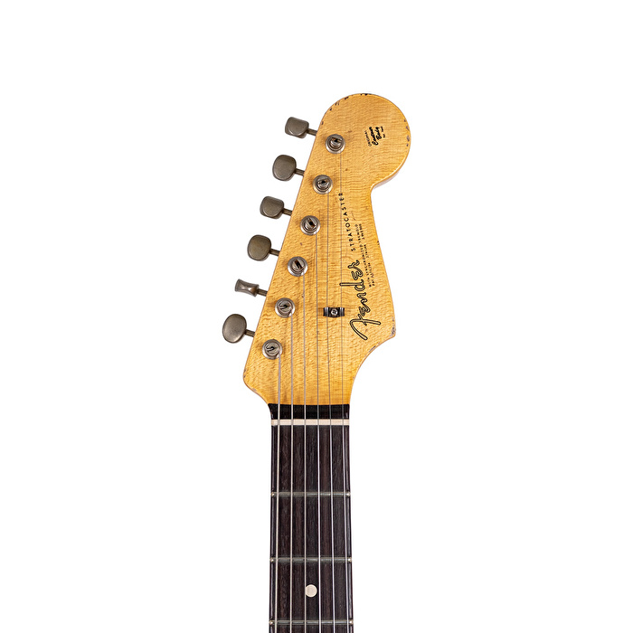 Fender Custom Shop Masterbuilt Dennis Galuszka 1963 Stratocaster Journeyman Relic Gülağacı Klavye Aged Olympic White Elektro Gitar