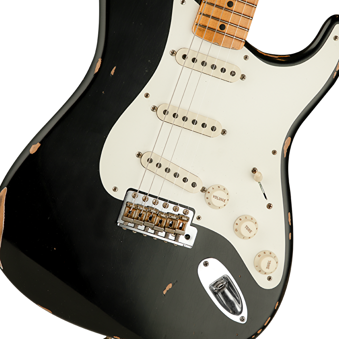 Fender Custom Shop Limited 1957 Stratocaster Relic Akçağaç Klavye Aged Black Elektro Gitar