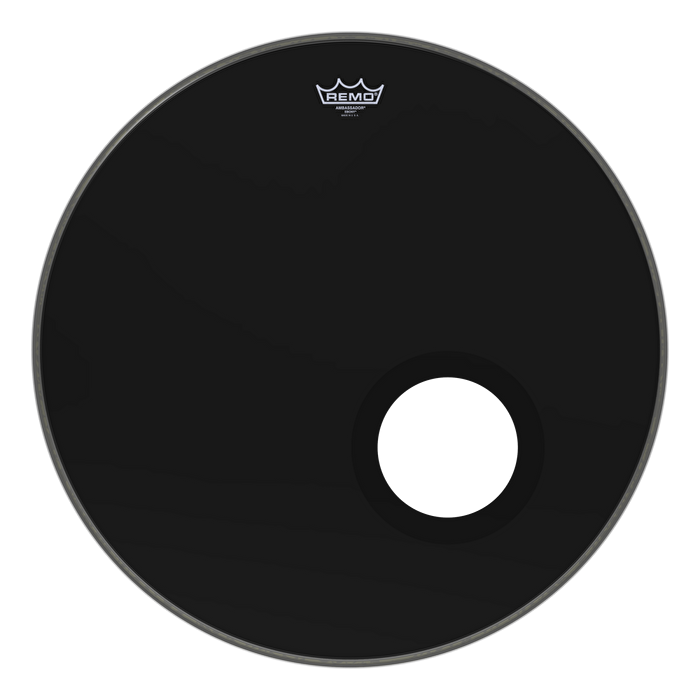 REMO ES-1024-00-DM - 5" Black DynamO'lu Ambassador® Ebony® 24" Bas Davul Derisi