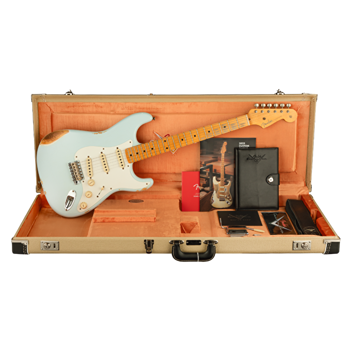 Fender Custom Shop Limited Edition 1956 Stratocaster Relic Akçaağaç Klavye Faded Sonic Blue Elektro Gitar