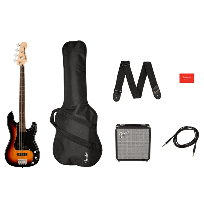 Squier Affinity Precision Bass PJ Laurel Klavye 3-Color Sunburst Rumble 15 Bas Gitar Seti