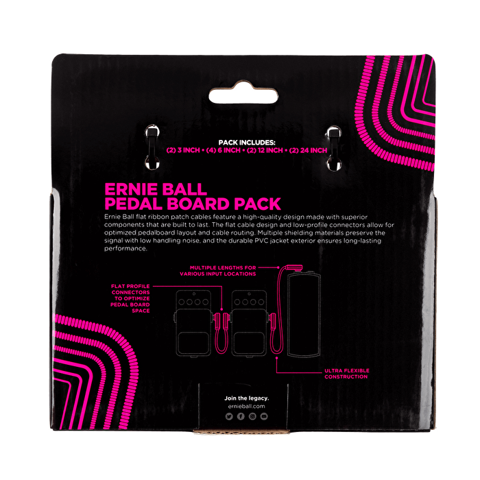 ERNIEBALL P06387 - Beyaz Düz Şerit Patch Kablosu (Çoklu Paket)