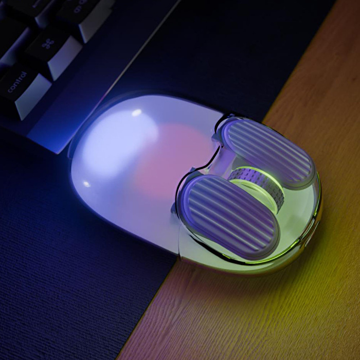 TRUEBO Waterfall Wireless RGB Gökkuşağı Efektli Mouse - Beyaz