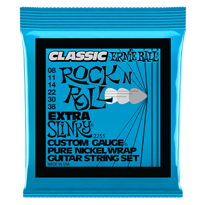 ERNIEBALL P02255 - Extra Slinky Classic Rock N Roll Pure Nickel Wrap 8-38 Elektro Gitar Teli