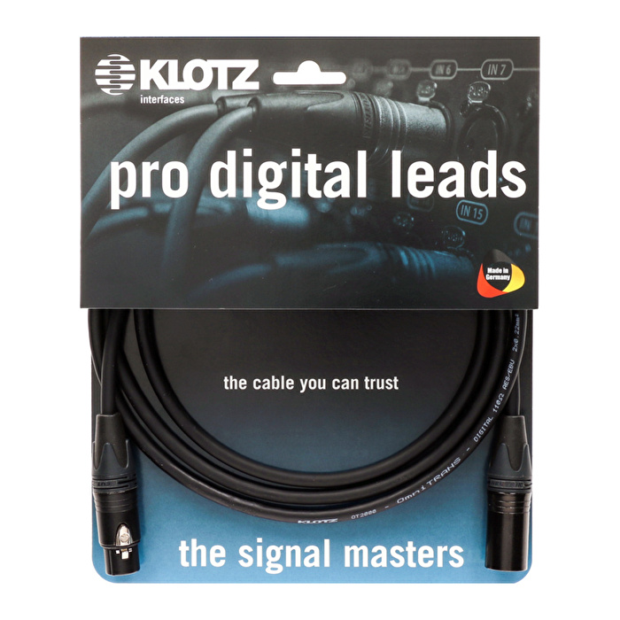 Klotz D3-3X2N1 OT206YS Çift Ekranlı AES ve DMX kablosu 1,5m (NEUTRIK XLR 3 pim)