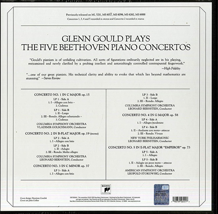 Glenn Gould, Leonard Bernstein, Vladimir Golschmann, Leopold Stokowski – Five Beethoven Piano Concertos