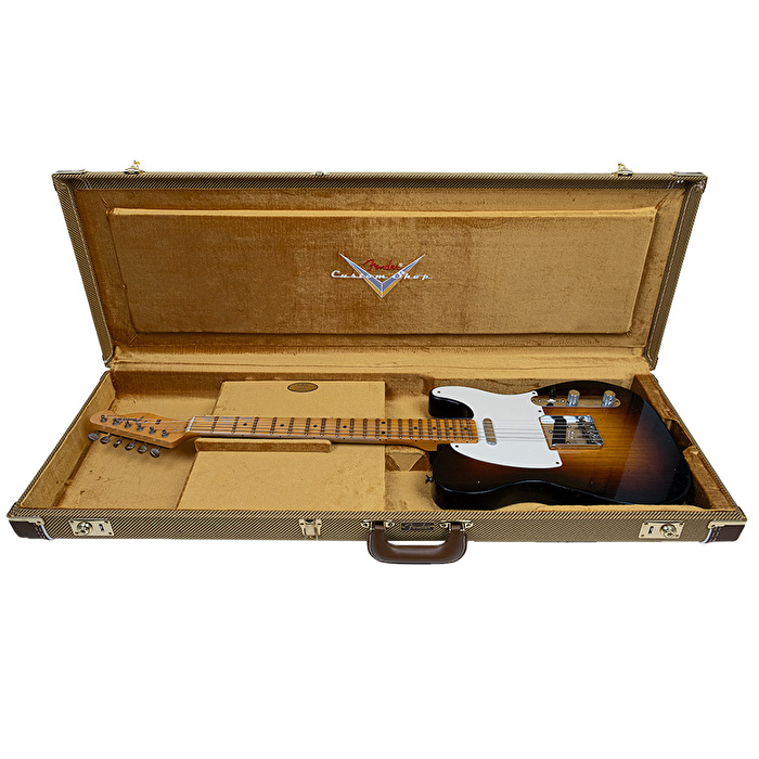Fender Custom Shop 1957 Telecaster Journeyman Relic Wide Fade 2 Ton Sunburst White Elektro Gitar