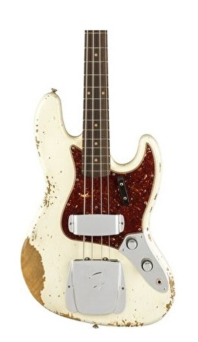 Fender Custom Shop 1961 Jazz Bass Heavy Relic Gülağacı Klavye Aged Olympic White Bas Gitar