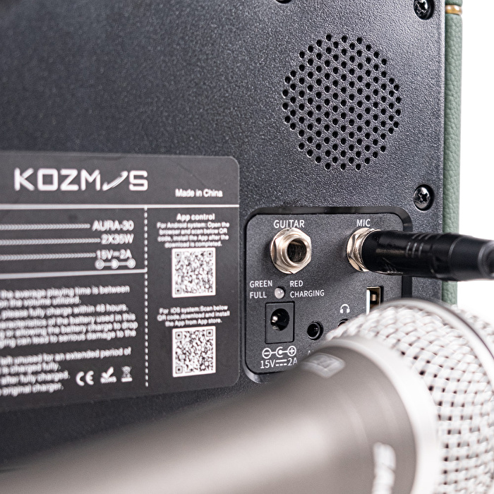 KOZMOS Aura-30 Uygulama ile Kontrol Edilebilen Akustik Enstrüman Amfisi ve Bluetooth Hoparlör