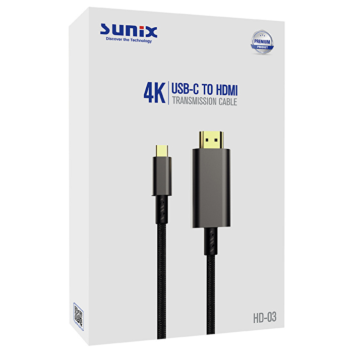 SUNIX 4K USB-C HDMI 185 Cm Görüntü Aktarım Kablosu