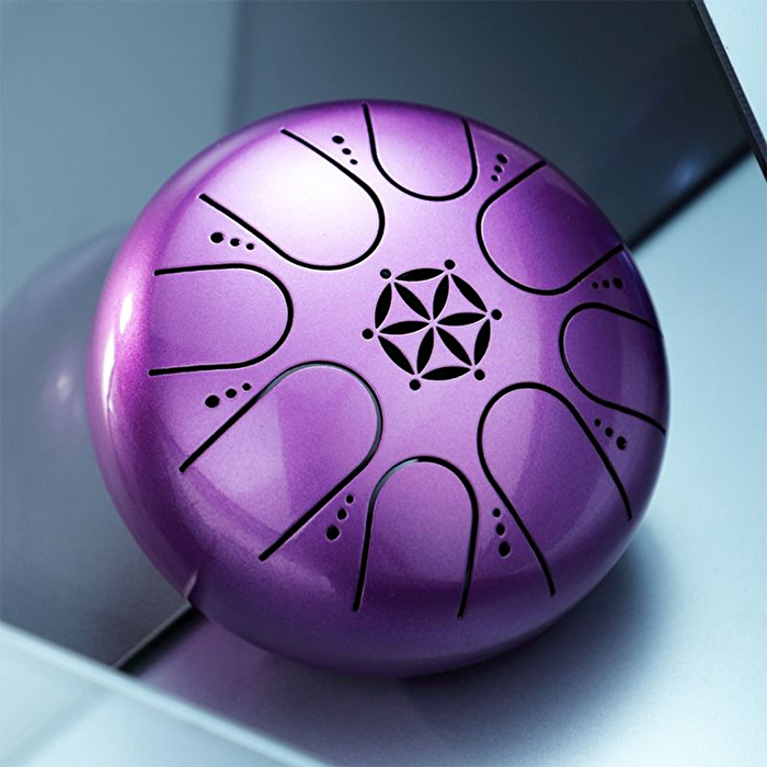 YOGIXO Tongue Drum 8 Notalı 5″ Yaşam Çiçeği Desenli - Çantalı - Mor