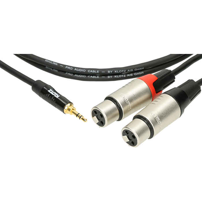 Klotz Pro Mini TRS Jack - 2x XLR Dişi 3mt Siyah Y-Kablo