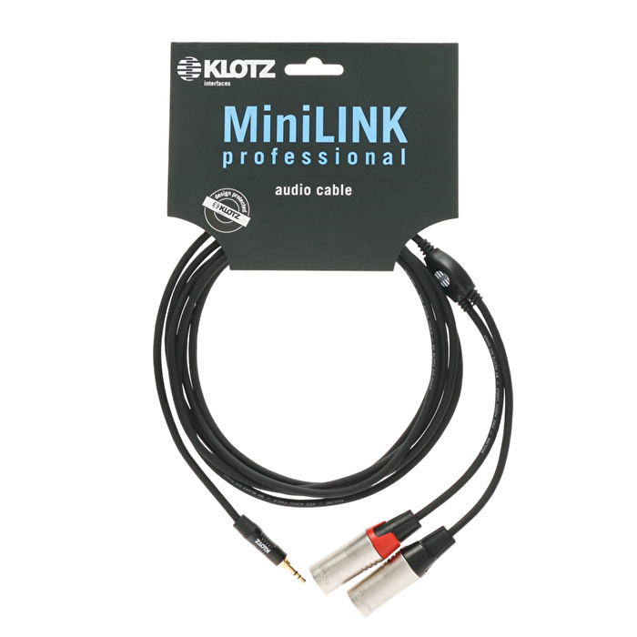 Klotz Pro Mini TRS Jack - 2x XLR Dişi 3mt Siyah Y-Kablo