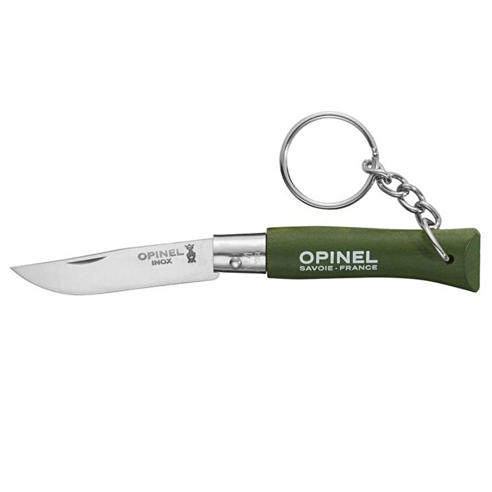 OPINEL No 4 Anahtarlıklı Paslanmaz Çelik Çakı Yeşil (Ahşap Saplı)