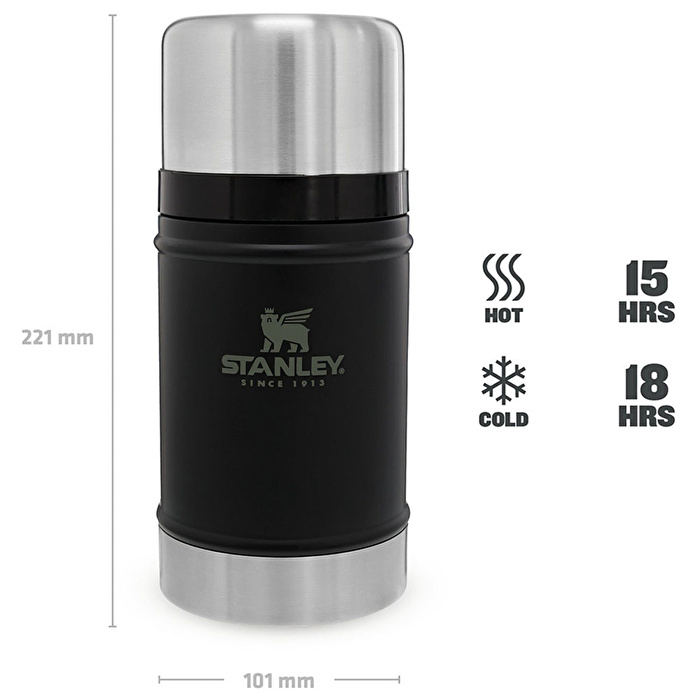STANLEY 0.7L Classic Legendary Food Jar - Klasik Yemek Termosu - Siyah Matara