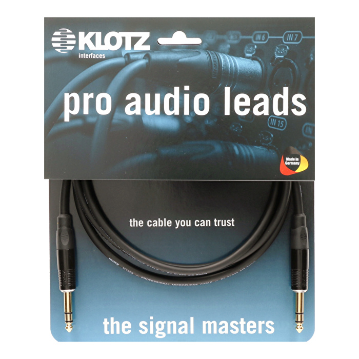 Klotz B-3 Profesyonel Balanslı Klotz Altın TRS Konnektör Uçlu Siyah 2mt MY206 Ses Kablosu