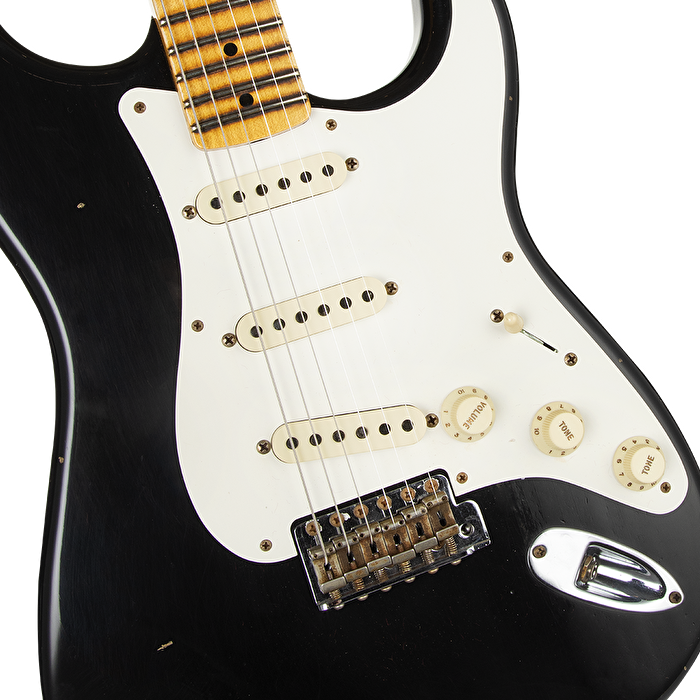 Fender Custom Shop W21 Limited Edition 1957 Stratocaster Journeyman Relic Akçaağaç Klavye Aged Black Elektro Gitar