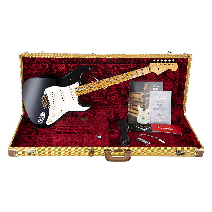 Fender Custom Shop W21 Limited Edition 1957 Stratocaster Journeyman Relic Akçaağaç Klavye Aged Black Elektro Gitar
