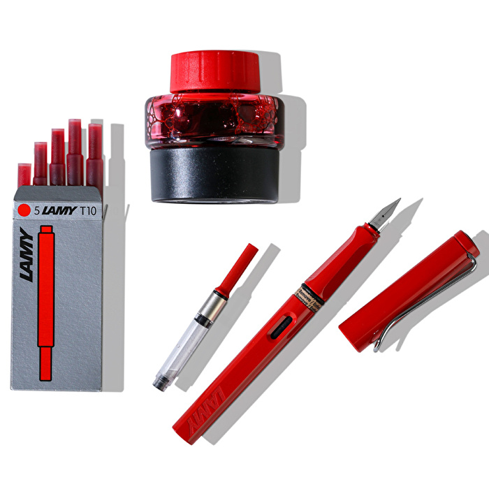 LAMY Set Safari Dolma Kalem Seti M K.Kutu Kırmızı Yedekli