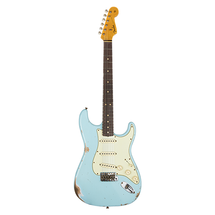 Fender Custom Shop W21 Limited Edition 1963 Stratocaster Heavy Relic Gülağacı Klavye Faded Aged Daphne Blue Elektro Gitar