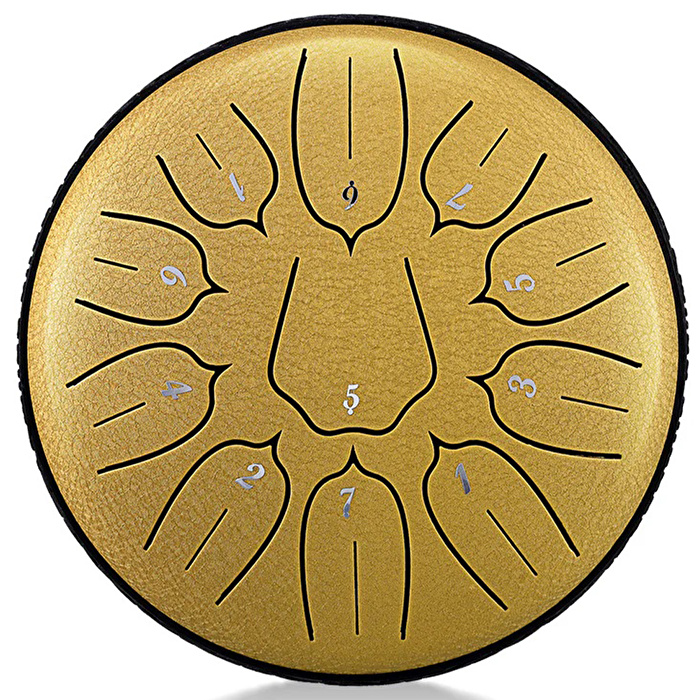 YOGIXO Tongue Drum V2 11 Notalı 6″ Lotus Desenli - Altın
