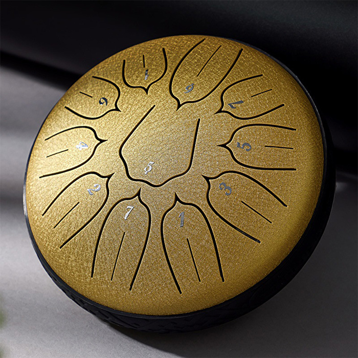 YOGIXO Tongue Drum V2 11 Notalı 6″ Lotus Desenli - Altın