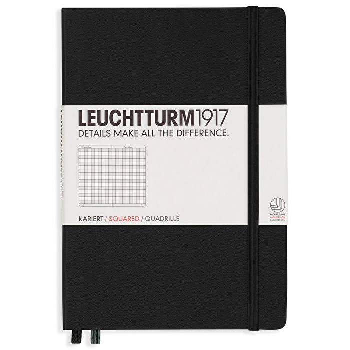 LEUCHTTURM Not Defteri Orta Boy (A5) Kareli, Siyah