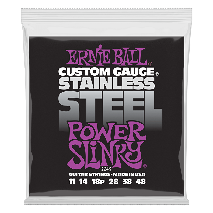 ERNIEBALL P02245 Power Slinky Paslanmaz Çelik Sargı 11-48 Elektro Gitar Teli