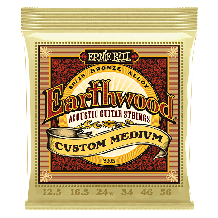Ernie Ball P02005 Earthwood Custom Med 80/20 Bronz 12,5-56 Akustik Gitar Tel Seti