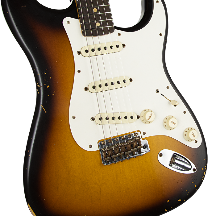 Fender Custom Shop CPE21 Limited Edition 59 Stratocaster Relic Gülağacı Klavye Super Faded Elektro Gitar Elektro Gitar