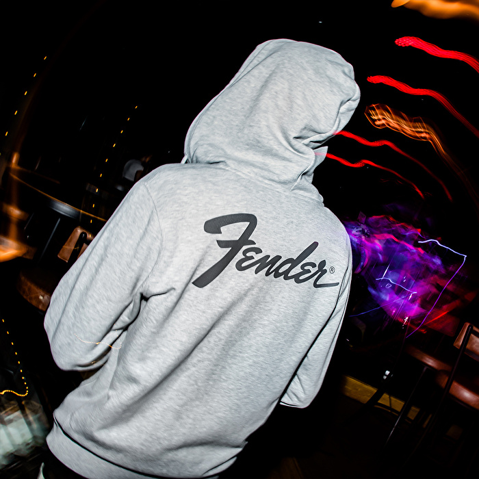 FENDER® Transition Logo Fermuarlı Gri Hoodie