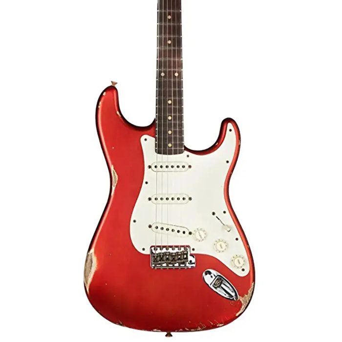 FENDER Custom Shop 1958 Stratocaster Akçaağaç Klavye Relic Faded Aged Candy Apple Red Elektro Gitar
