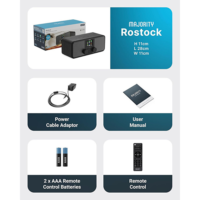 Majority Rostock Saat Dab Radyo BT Hoparlör