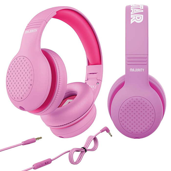 Majority Superstar Kids Kablolu Pembe Çocuklar İçin Kafa Üstü Kulaklık