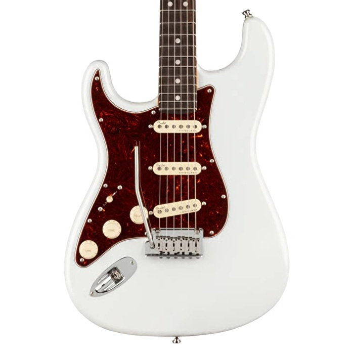 Fender American Ultra Stratocaster Gülağacı Klavye Arctic Pearl Solak Elektro Gitar