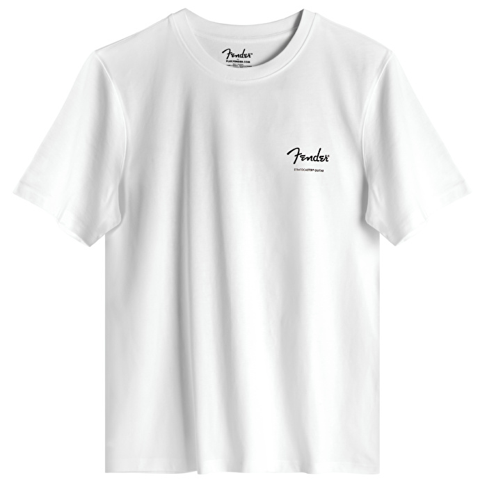 FENDER® Stratocaster Technical Drawing Beyaz T-Shirt