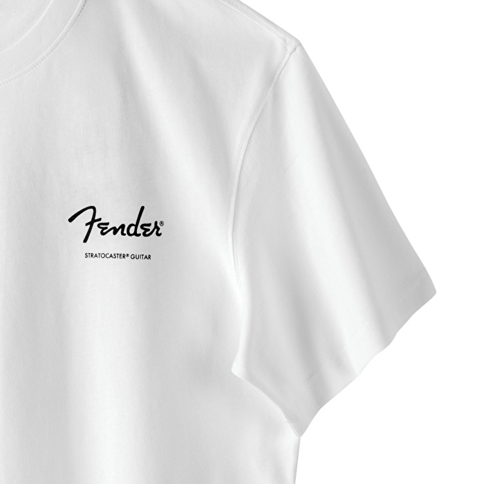 FENDER® Stratocaster Technical Drawing Beyaz T-Shirt