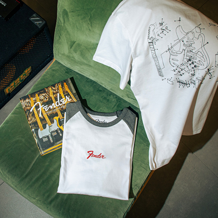 FENDER® Raglan Long Sleeve Beyaz ve Antrasit T-Shirt