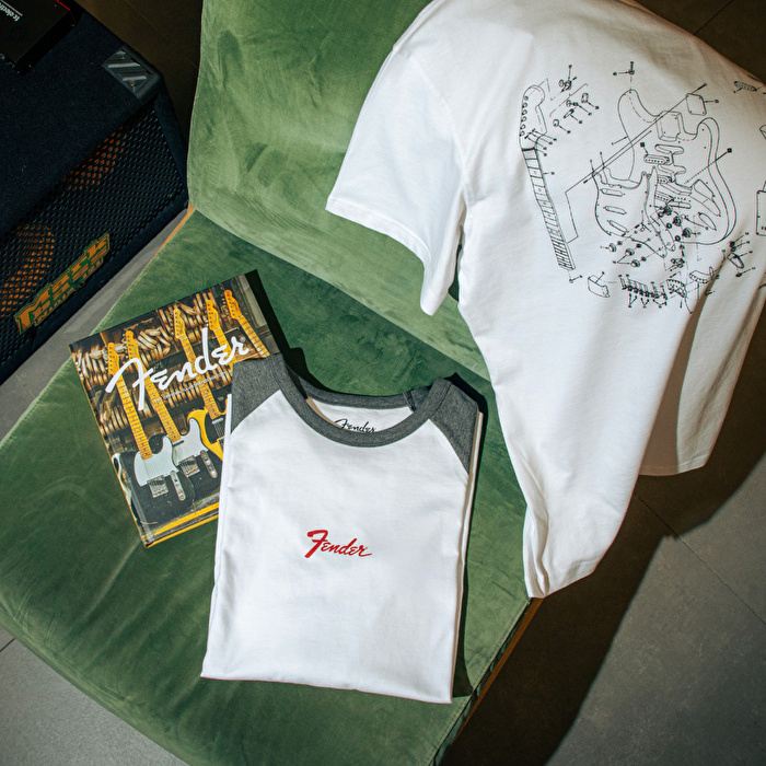 FENDER® Raglan Long Sleeve Beyaz ve Antrasit T-Shirt