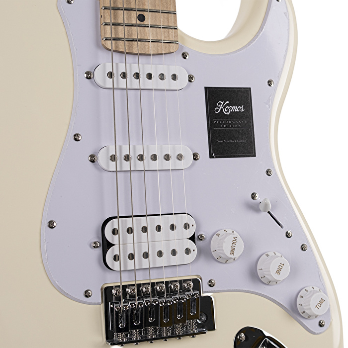 KOZMOS KGP-STG20HSS-OWH Beyaz Elektro Gitar + UNIQUE-MINI-BK 10W Amfi Başlangıç Paketi