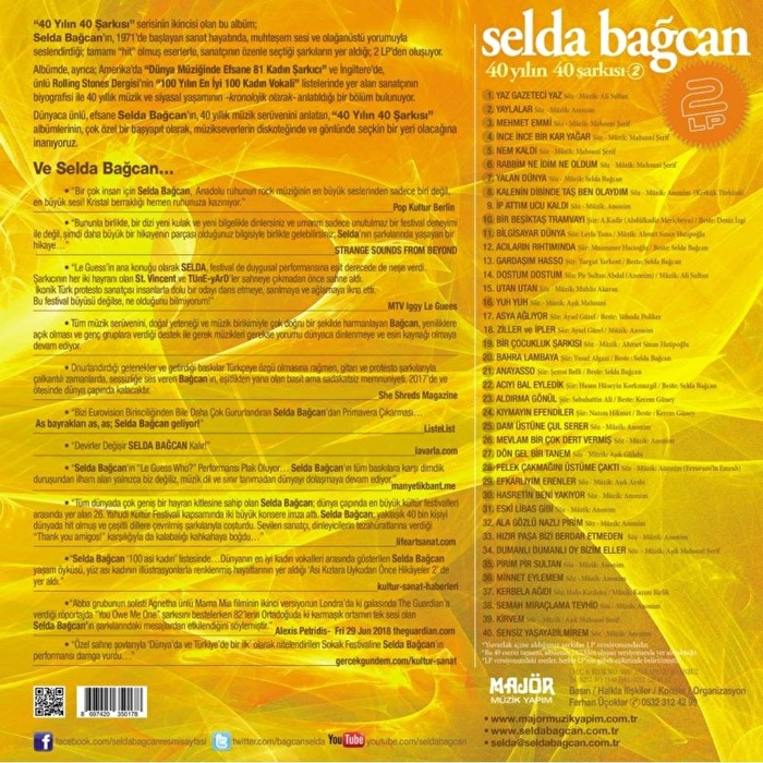 Selda Bağcan - 40 Yılın 40 Şarkısı - Vol. 2 (Renkli Plak)