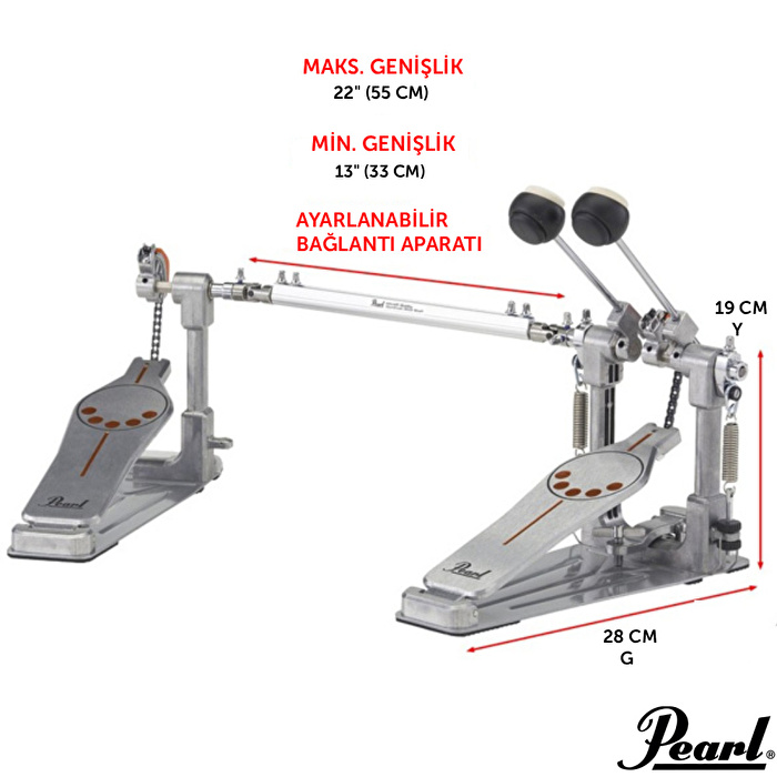 PEARL P-932 Longboard Çiftli Bas Davul Pedalı