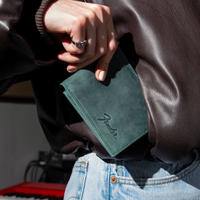 FENDER® Deri Zeytin Yeşili Cüzdan