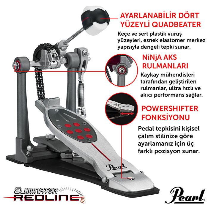 PEARL P-2050C Eliminator: Redline Chain Drive Tekli Bas Davul Pedalı
