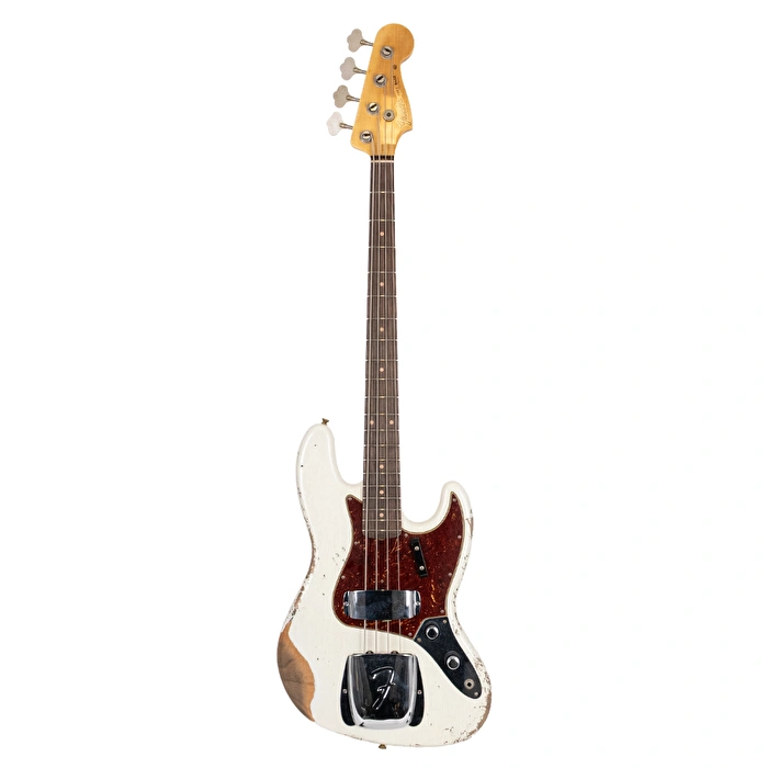 Fender Custom Shop 1961 Jazz Bass Heavy Relic Gülağacı Klavye Aged Olympic White Bas Gitar
