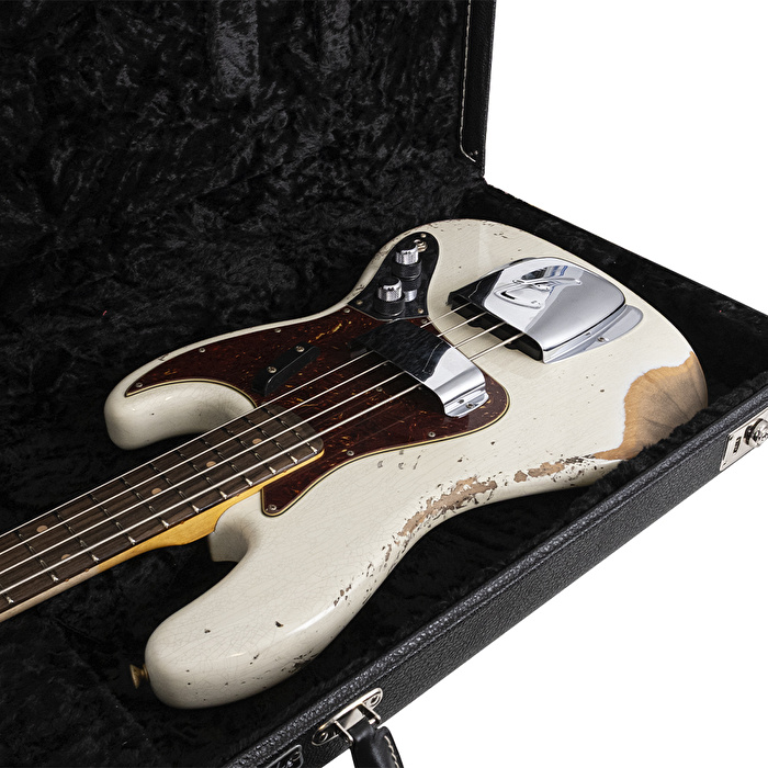 Fender Custom Shop 1961 Jazz Bass Heavy Relic Gülağacı Klavye Aged Olympic White Bas Gitar