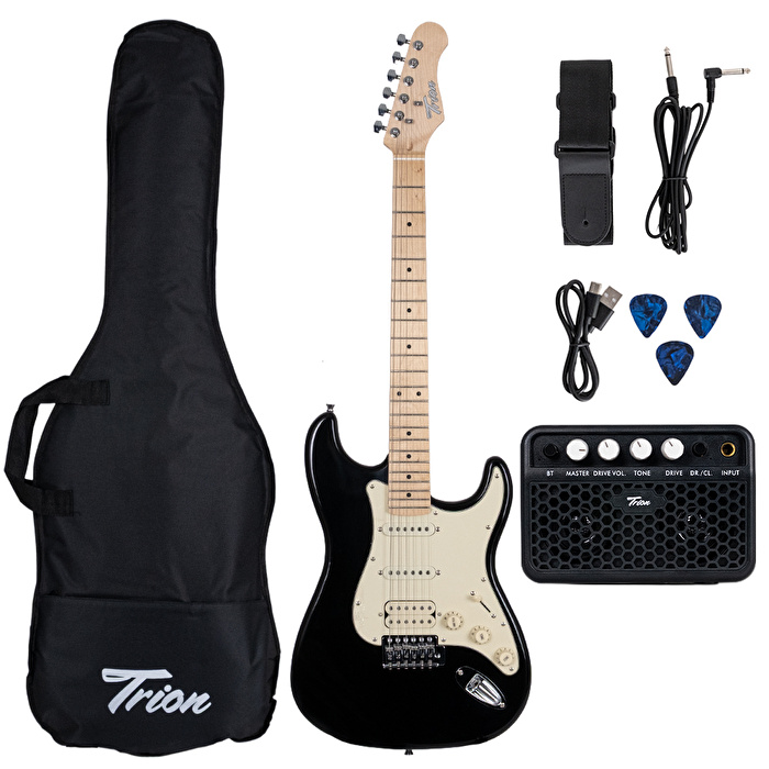 Trion TGP-112-BK  Aksesuar ve Amfi Dahil Siyah Elektro Gitar Seti