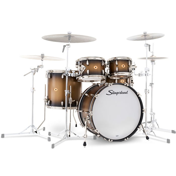 SLINGERLAND Radio King Outfit Black & Gold Lacquer 5 Parça (22B/10T/12T/16F/14S) Akustik Davul Seti